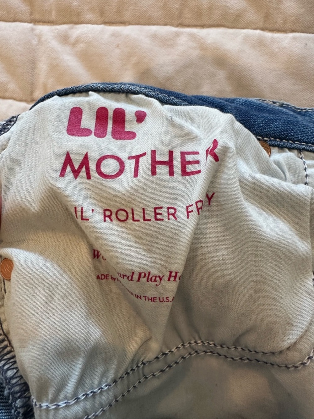 MOTHER Lil Roller Fray Jeans Work Hard Play Hard - Picture 3 of 5